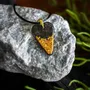 Jewelry - Bog Oak & Gold-Tone Leaf Pendant – Heart, 38x26x6 mm – Ancient Soul - GLASS4CANDLES
