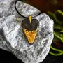 Jewelry - Bog Oak & Gold-Tone Leaf Pendant – Heart, 38x26x6 mm – Ancient Soul - GLASS4CANDLES