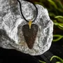 Jewelry - Bog Oak & Gold-Tone Leaf Pendant – Heart, 38x26x6 mm – Ancient Soul - GLASS4CANDLES