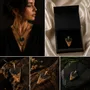 Jewelry - Bog Oak & Gold-Tone Leaf Pendant – Heart, 38x26x6 mm – Ancient Soul - GLASS4CANDLES