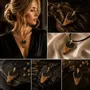 Jewelry - Bog Oak & Gold-Tone Leaf Pendant – Heart, 38x26x6 mm – Ancient Soul - GLASS4CANDLES