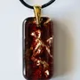 Bijoux - Pendentif en résine et feuille dorée, 38x18x6 mm – Échos Dorés - GLASS4CANDLES