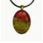 Bijoux - Pendentif en chêne noir et feuille dorée – Espace Matière – haut rouge - GLASS4CANDLES