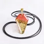 Bijoux - Pendentif en chêne noir et feuille dorée, 39x24x6 mm – Espace Matière - GLASS4CANDLES