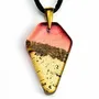 Bijoux - Pendentif en chêne noir et feuille dorée, 39x24x6 mm – Espace Matière - GLASS4CANDLES
