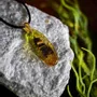 Bijoux - Pendentif en chêne noir et feuille dorée – goutte – Sérénité Obscure - GLASS4CANDLES
