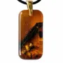 Bijoux - Pendentif en chêne noir et ambre – rectangle – Origine Terrestre - GLASS4CANDLES