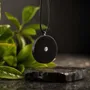 Jewelry - Bog Oak & Austrian Crystal Pendant – Round, 40x40x6 mm – small opening - GLASS4CANDLES