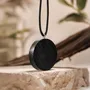 Jewelry - Bog Oak & Austrian Crystal Pendant – Round, 40x40x6 mm – small opening - GLASS4CANDLES