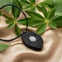 Jewelry - Bog Oak & Austrian Crystal Pendant – Shield – textured surface - GLASS4CANDLES