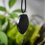 Jewelry - Bog Oak & Austrian Crystal Pendant – Shield – textured surface - GLASS4CANDLES
