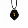 Jewelry - Bog Oak & Baltic Amber Pendant – Shield, 45x35x8 mm – single amber - GLASS4CANDLES