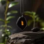 Jewelry - Bog Oak & Baltic Amber Pendant – Shield, 45x35x8 mm – single amber - GLASS4CANDLES
