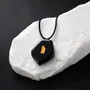 Jewelry - Bog Oak & Baltic Amber Pendant – Shield, 45x35x8 mm – single amber - GLASS4CANDLES