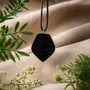 Jewelry - Bog Oak & Baltic Amber Pendant – Shield, 45x35x8 mm – single amber - GLASS4CANDLES
