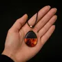Jewelry - Bog Oak & Baltic Amber Pendant – Oval, 40x25x8 mm - GLASS4CANDLES