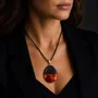Jewelry - Bog Oak & Baltic Amber Pendant – Oval, 40x25x8 mm - GLASS4CANDLES