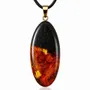 Jewelry - Bog Oak & Baltic Amber Pendant – Drop, 45x20x8 mm - GLASS4CANDLES