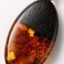Jewelry - Bog Oak & Baltic Amber Pendant – Drop, 45x20x8 mm - GLASS4CANDLES