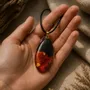 Jewelry - Bog Oak & Baltic Amber Pendant – Drop, 45x20x8 mm - GLASS4CANDLES