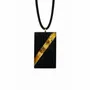 Jewelry - Bog Oak & Amber Pendant – Rectangle, 40x22x8 mm – broken amber stripe - GLASS4CANDLES