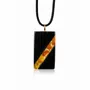 Jewelry - Bog Oak & Amber Pendant – Rectangle, 40x22x8 mm – wide amber stripe - GLASS4CANDLES