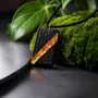 Jewelry - Bog Oak & Amber Pendant – Rectangle, 40x22x8 mm – wide amber stripe - GLASS4CANDLES
