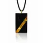 Jewelry - Bog Oak & Amber Pendant – Rectangle, 40x22x8 mm – narrow amber stripe - GLASS4CANDLES