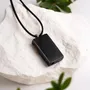 Jewelry - Bog Oak & Amber Pendant – Rectangle, 40x22x8 mm – narrow amber stripe - GLASS4CANDLES