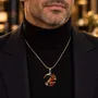 Jewelry - Bog Oak & Amber Pendant Necklace – Round, 40x40x8 mm – amber marble - GLASS4CANDLES