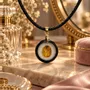 Jewelry - Bog Oak & Amber Pendant Necklace – Round, 24x24x8 mm - GLASS4CANDLES