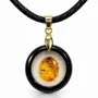 Jewelry - Bog Oak & Amber Pendant Necklace – Round, 24x24x8 mm - GLASS4CANDLES
