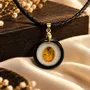 Jewelry - Bog Oak & Amber Pendant Necklace – Round, 24x24x8 mm - GLASS4CANDLES