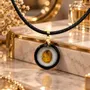 Jewelry - Bog Oak & Amber Pendant Necklace – Round, 24x24x8 mm - GLASS4CANDLES