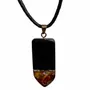 Jewelry - Bog Oak & Amber Pendant – Rectangle, 45x20x6 mm – graphite resin - GLASS4CANDLES