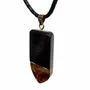 Jewelry - Bog Oak & Amber Pendant – Rectangle, 45x20x6 mm – graphite resin - GLASS4CANDLES