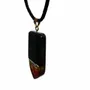 Jewelry - Bog Oak & Amber Pendant – Rectangle, 45x20x6 mm – graphite resin - GLASS4CANDLES