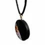 Jewelry - Bog Oak & Amber Pendant – Round, 40x40x6 mm – Graphite Halo Disc - GLASS4CANDLES