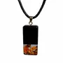 Jewelry - Bog Oak & Amber Pendant – Graphite Monolith Bar – amber at the base - GLASS4CANDLES