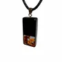Jewelry - Bog Oak & Amber Pendant – Graphite Monolith Bar – amber at the base - GLASS4CANDLES