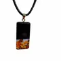 Jewelry - Bog Oak & Amber Pendant – Graphite Monolith Bar – amber at the base - GLASS4CANDLES