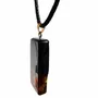 Jewelry - Bog Oak & Amber Pendant – Graphite Monolith Bar – amber at the base - GLASS4CANDLES