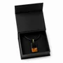 Jewelry - Bog Oak & Amber Pendant – Graphite Monolith Bar – amber at the base - GLASS4CANDLES