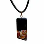 Jewelry - Bog Oak & Amber Pendant – Graphite Monolith Bar – slanted amber base - GLASS4CANDLES