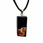 Jewelry - Bog Oak & Amber Pendant – Graphite Monolith Bar – slanted amber base - GLASS4CANDLES