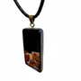 Jewelry - Bog Oak & Amber Pendant – Graphite Monolith Bar – slanted amber base - GLASS4CANDLES