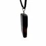 Jewelry - Bog Oak & Amber Pendant – Graphite Monolith Bar – slanted amber base - GLASS4CANDLES