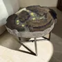 Tables basses - Table basse en chêne noir ancien – 45x58x50 cm – Aurum Orbs - GLASS4CANDLES
