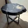 Tables basses - Table basse en chêne noir ancien – 45x55x43 cm – Bianco Oro - GLASS4CANDLES