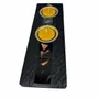 Bougeoirs et photophores  - Bougeoir en chêne noir et métal doré – pour 2 bougies chauffe-plat - GLASS4CANDLES